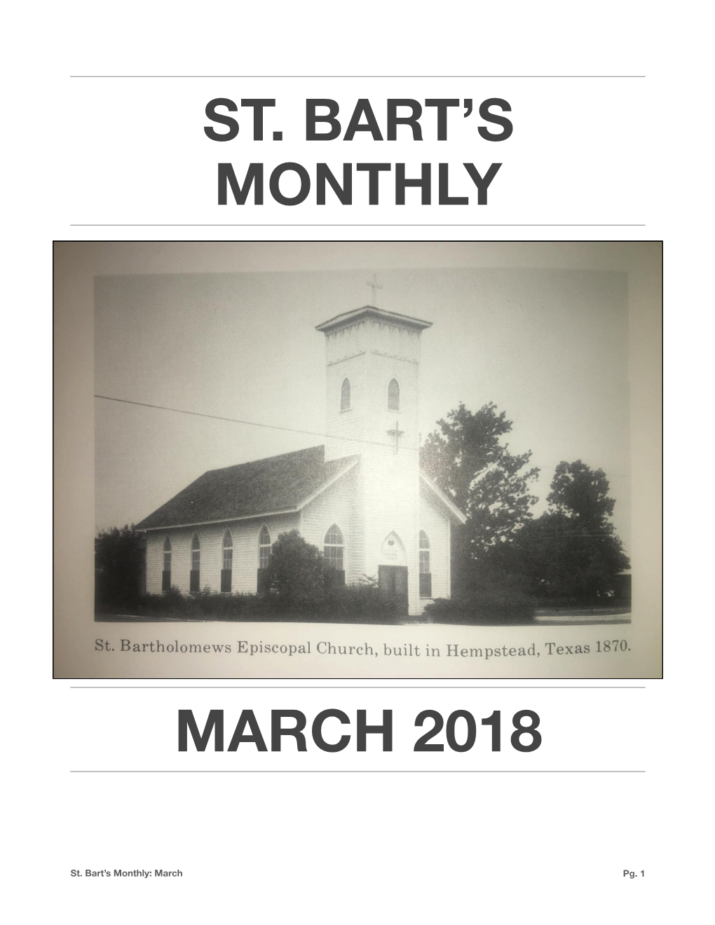 St. Bart's Monthly March 2018