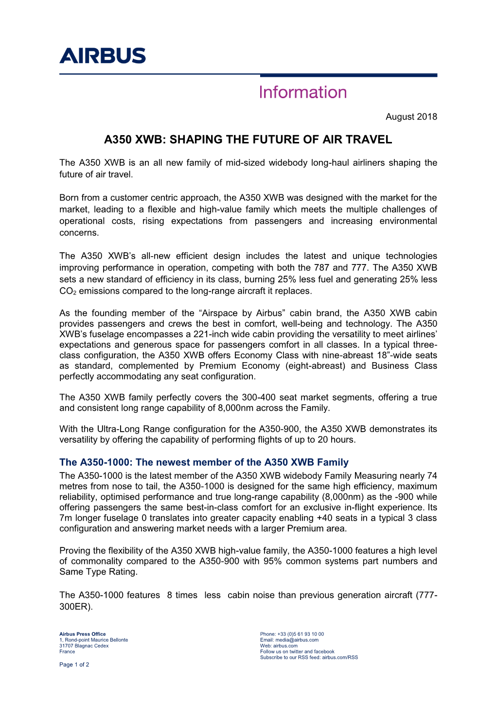 A350 Xwb: Shaping the Future of Air Travel