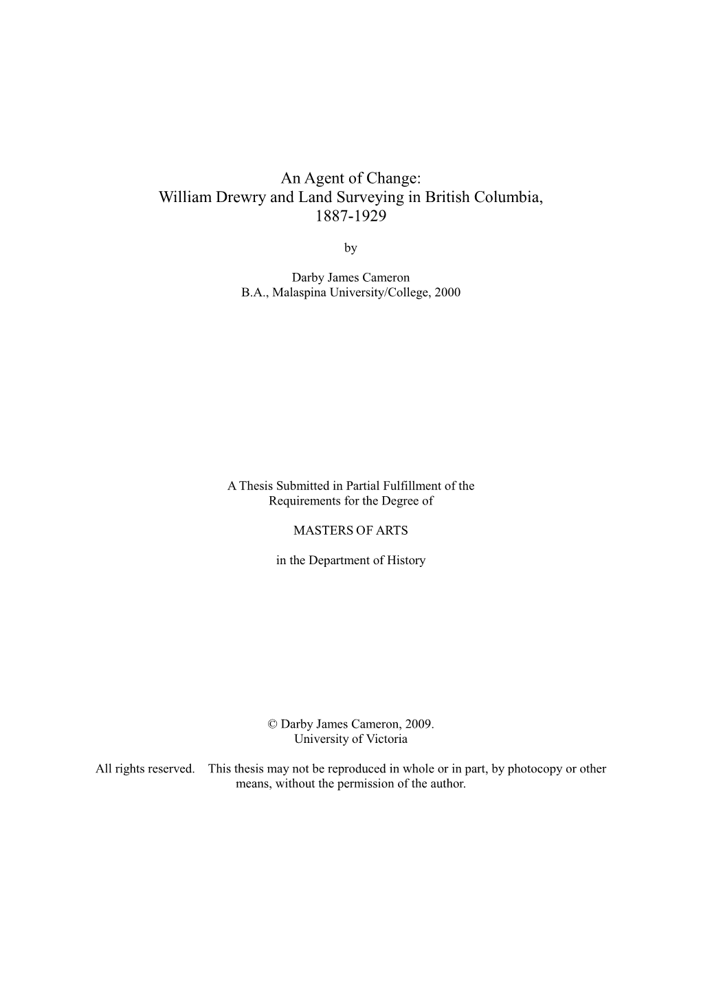 William Drewry and Land Surveying in British Columbia, 1887-1929