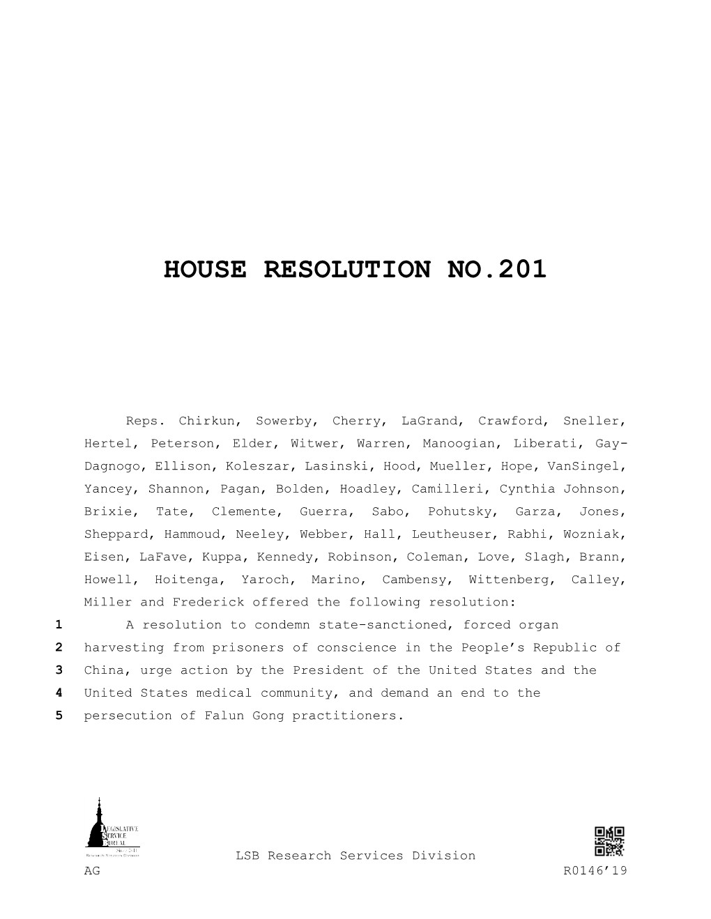 House Resolution No.201