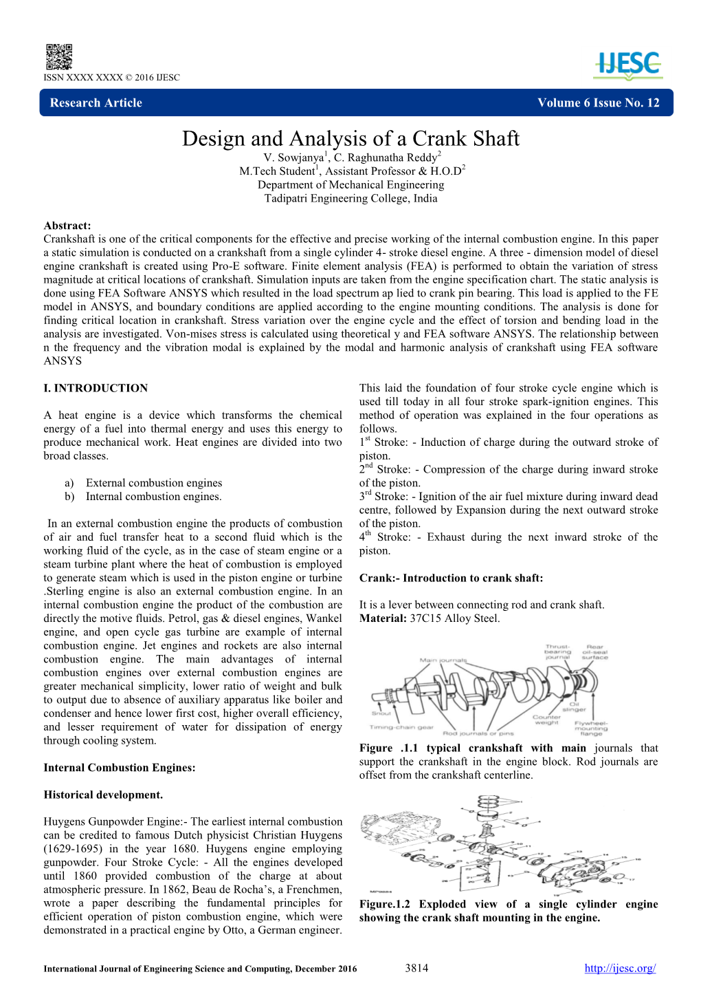 Design and Analysis of a Crank Shaft V