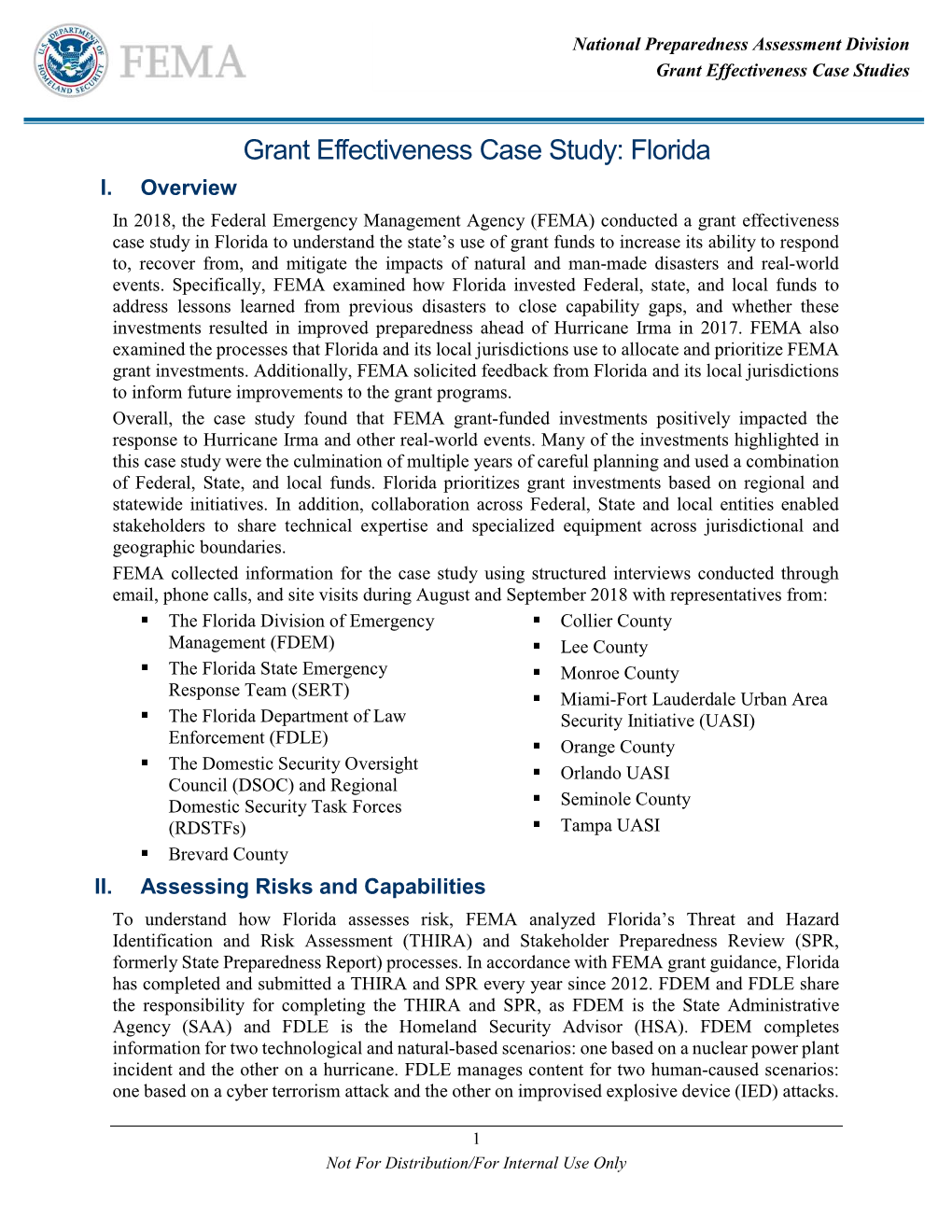 Grant Effectiveness Case Study: Florida I