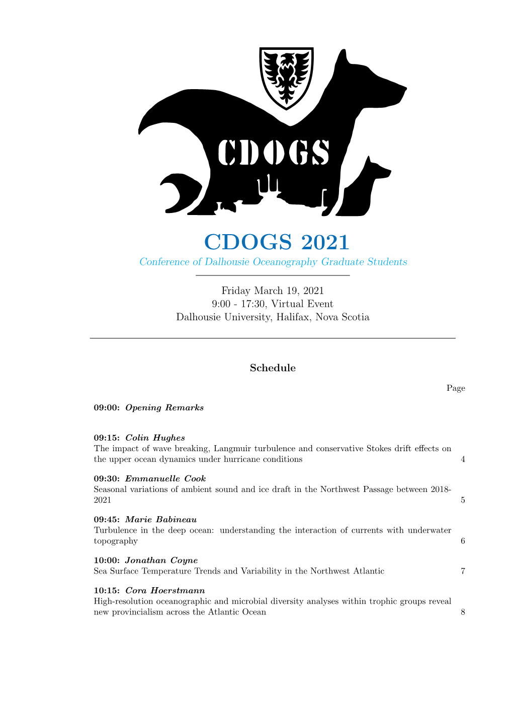 CDOGS 2021 Conference of Dalhousie Oceanography Graduate Students
