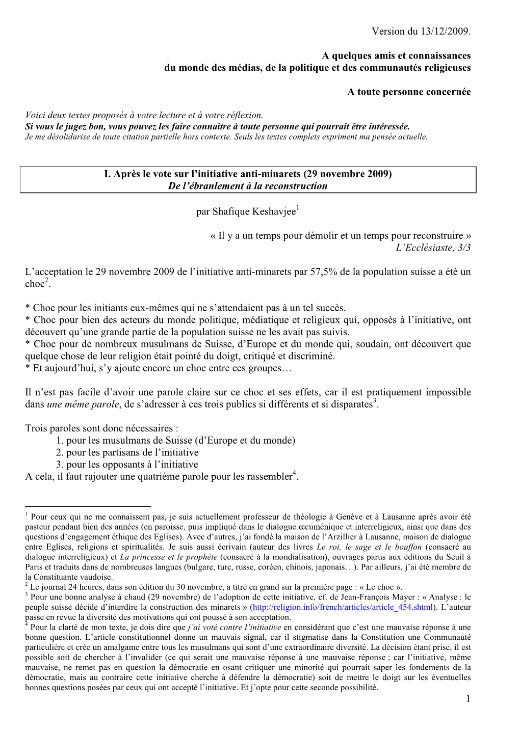 Après Le Vote Sur L'initiative Anti-Minarets Version Définitive Du