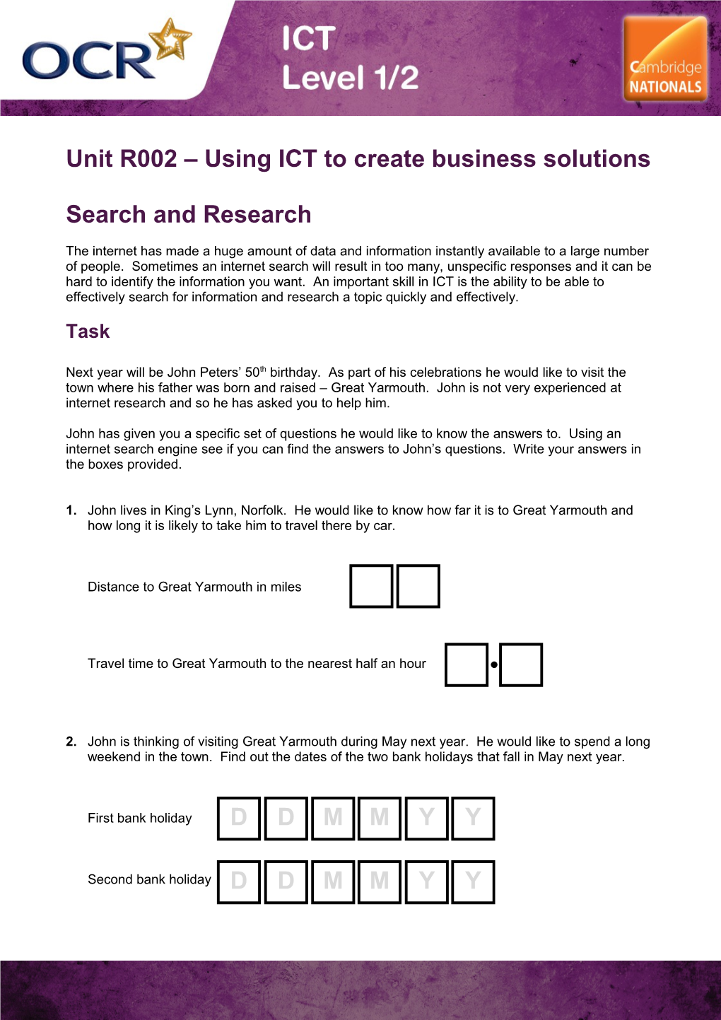 Unit R002 Using ICT to Create Business Solutions