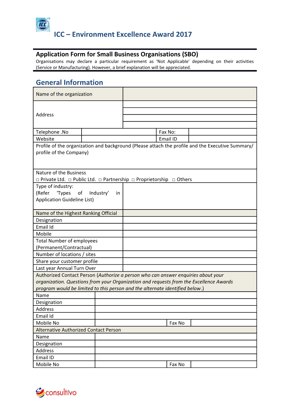 Application Form For Large And Medium Enterprises