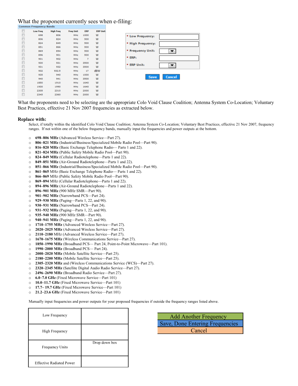 What the Proponent Currently Sees When E-Filing