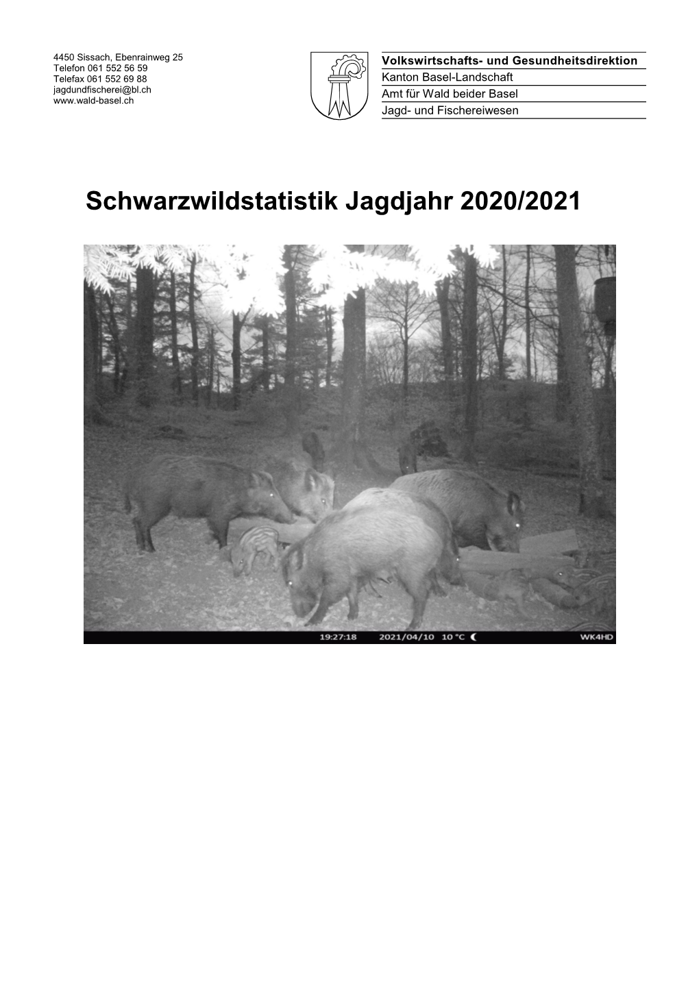 Schwarzwildstatistik Jagdjahr 2020/2021