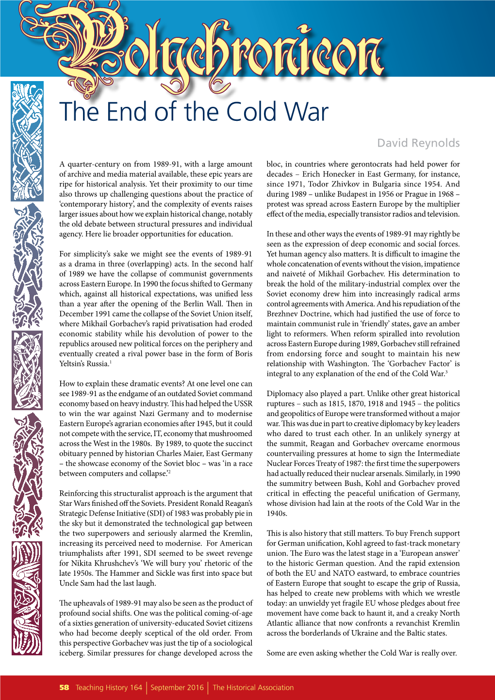 The End of the Cold War David Reynolds