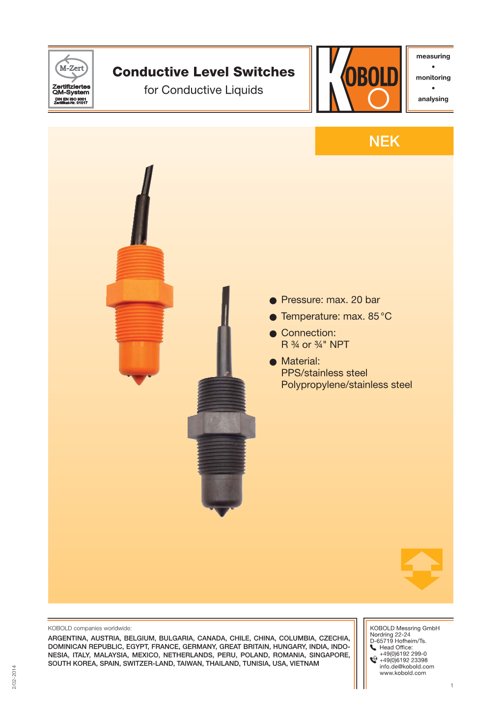 Conductive Level Switches Monitoring for Conductive Liquids • Analysing