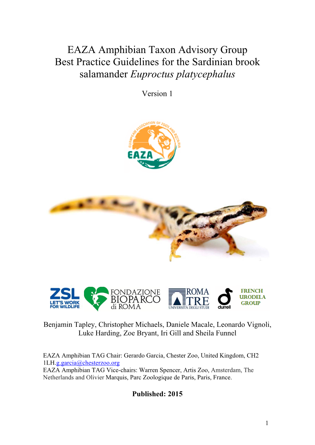 EAZA Best Practice Guidelines for Sardinian Brook Salamander