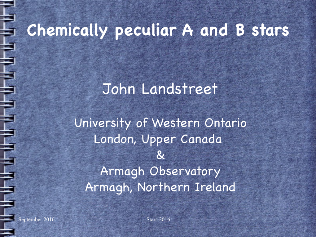 The Chemically Peculiar a and B Stars [PDF]