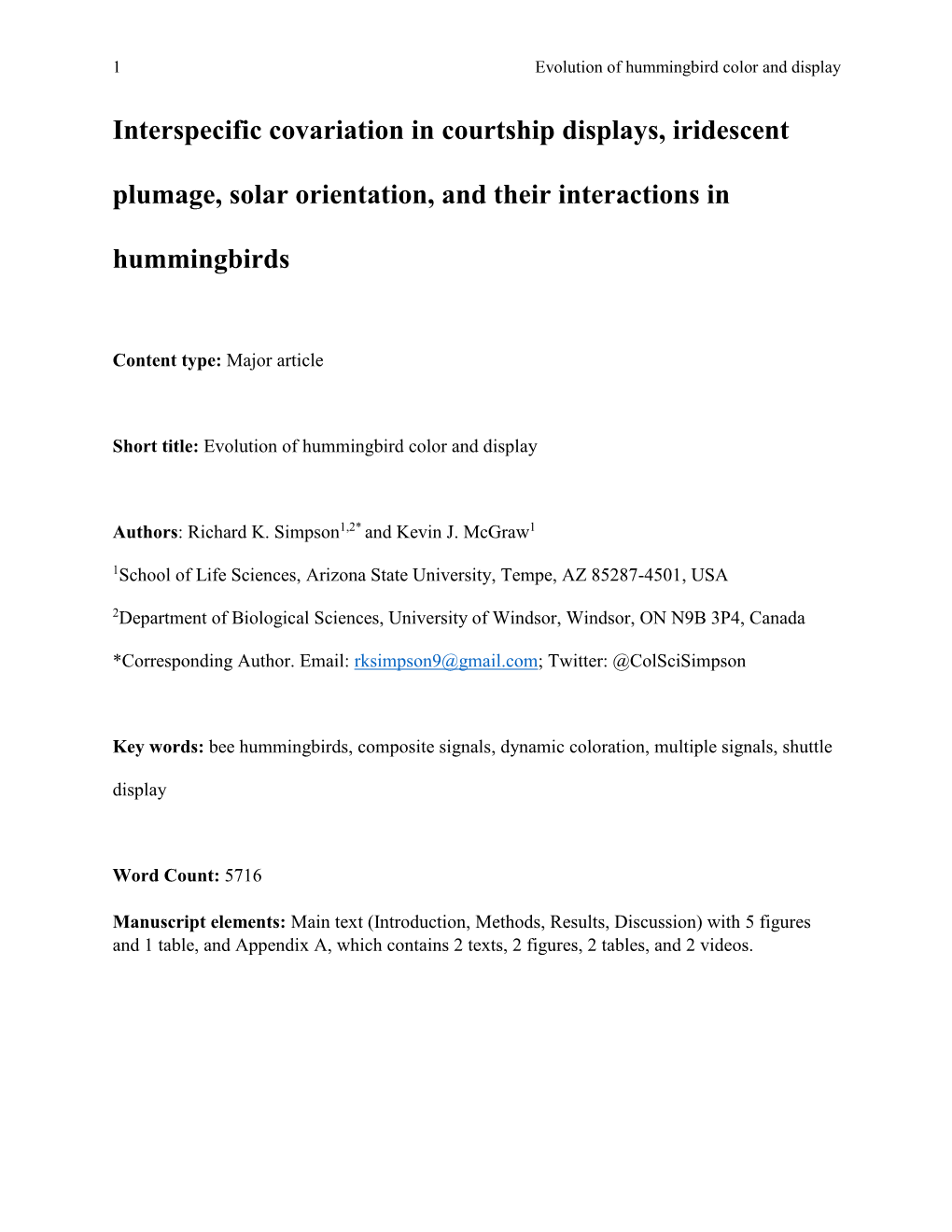 Interspecific Covariation in Courtship Displays, Iridescent Plumage, Solar Orientation, and Their Interactions in Hummingbirds