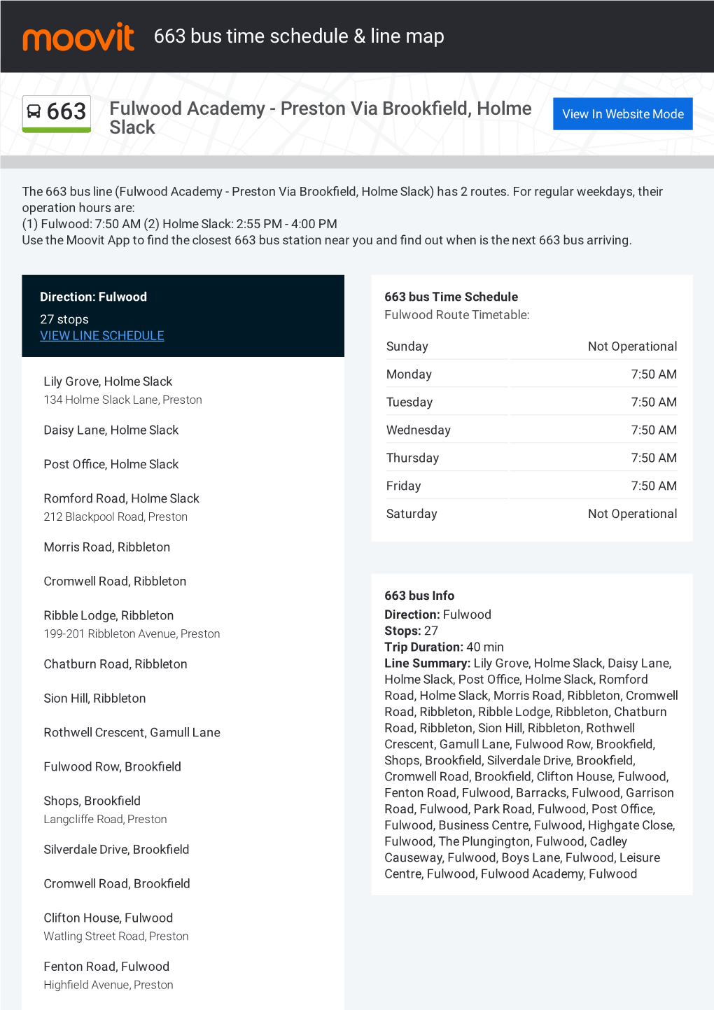 663 Bus Time Schedule & Line Route