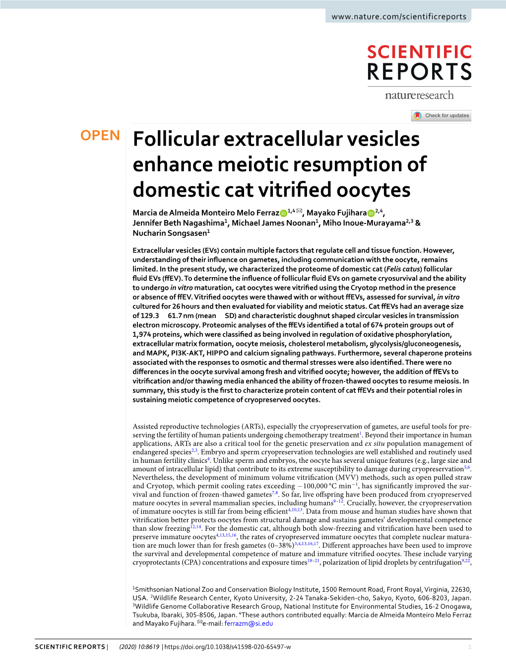 Follicular Extracellular Vesicles Enhance Meiotic Resumption Of