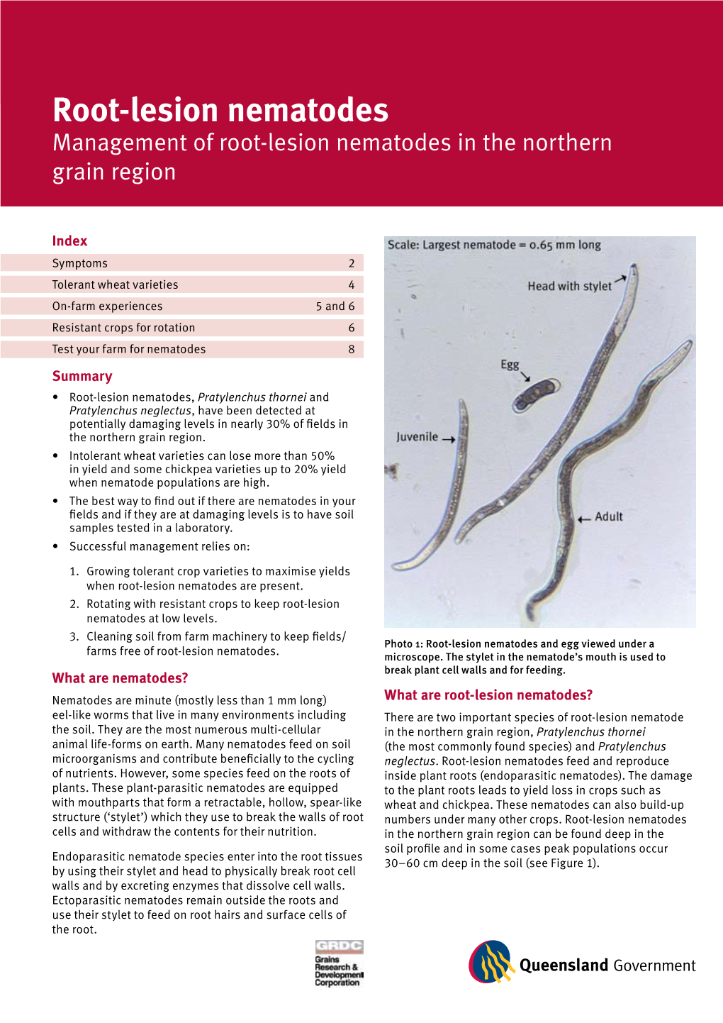 Root-Lesion Nematodes Management of Root-Lesion Nematodes in the Northern Grain Region