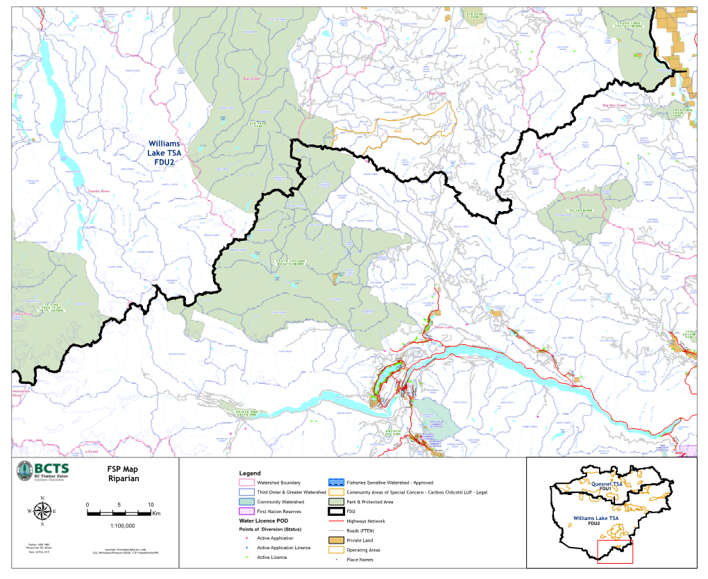 Williams Lake TSA FDU2 FSP Map Riparian