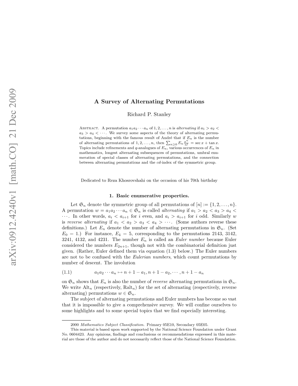 A Survey of Alternating Permutations