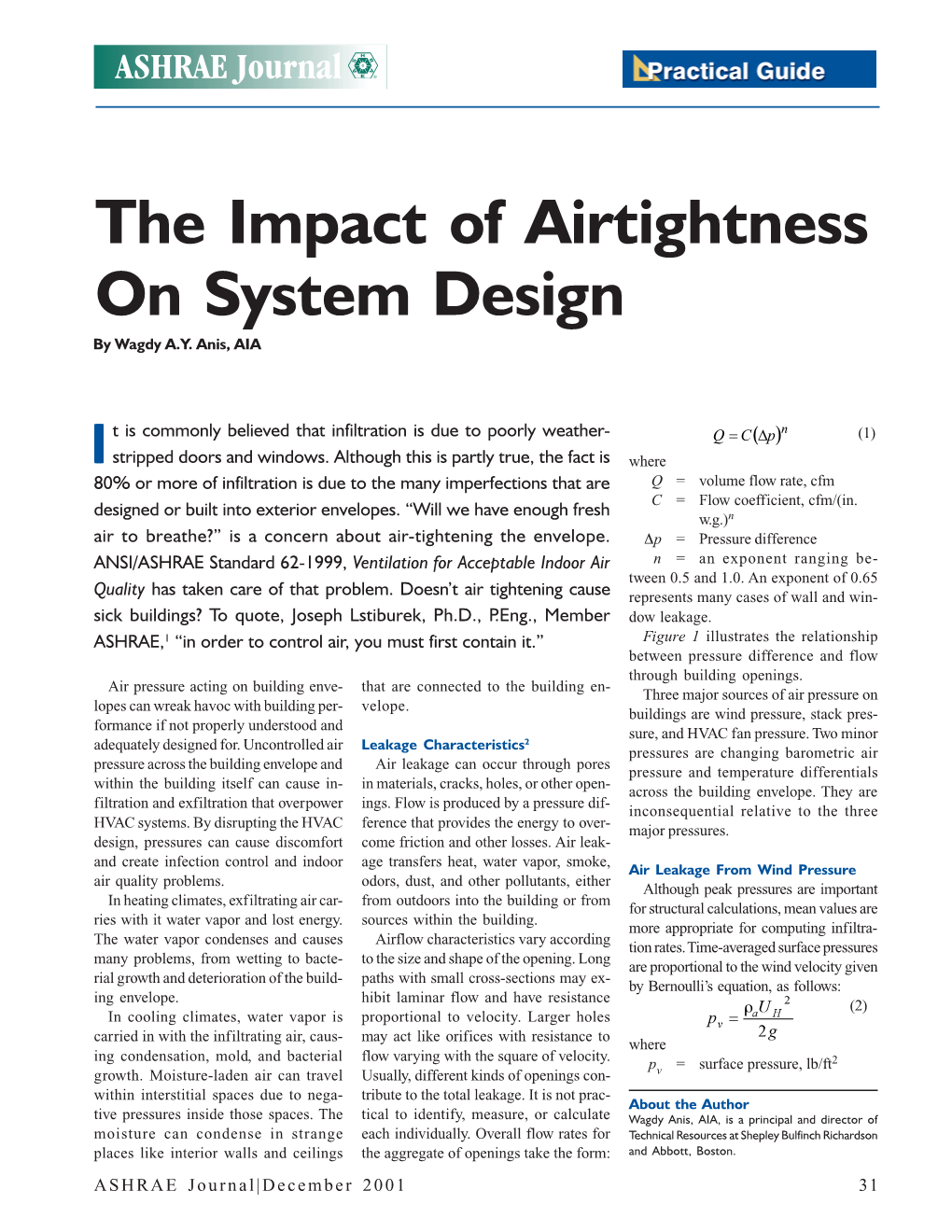 The Impact of Airtightness on System Design by Wagdy A.Y