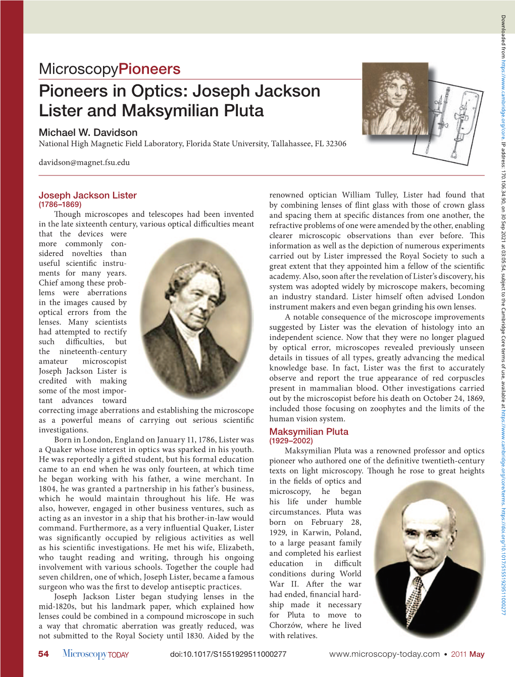 Joseph Jackson Lister and Maksymilian Pluta Michael W