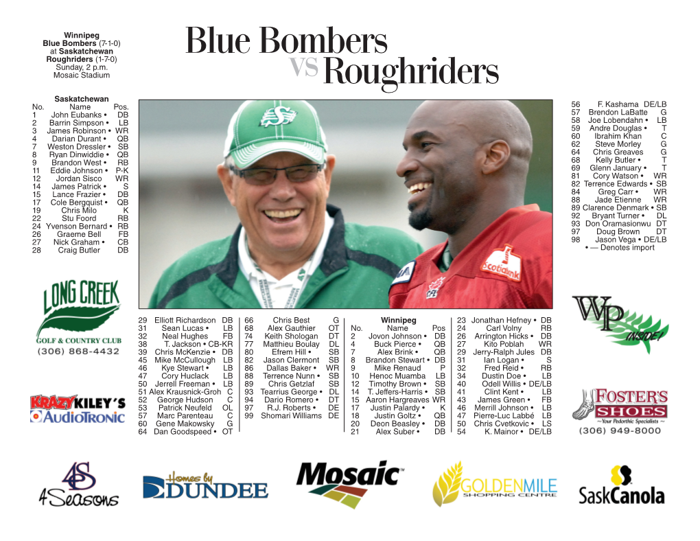 Roughriders Roster Aug18.Indd