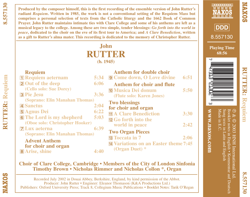 Rutter’S Radiant Requiem