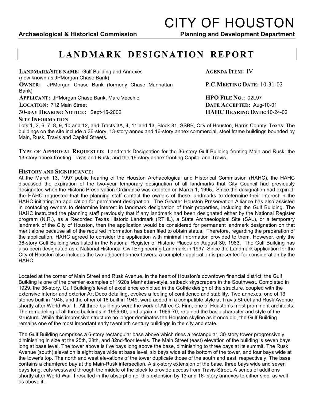 Landmark Designation Report