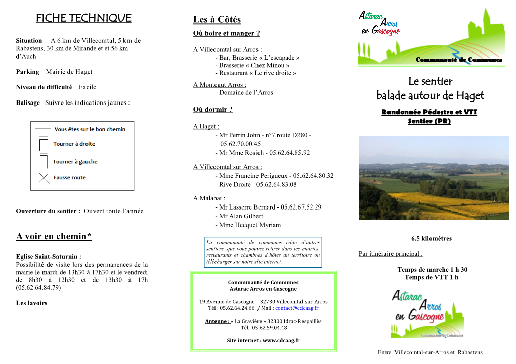 Le Sentier Balade Autour De Haget FICHE TECHNIQUE