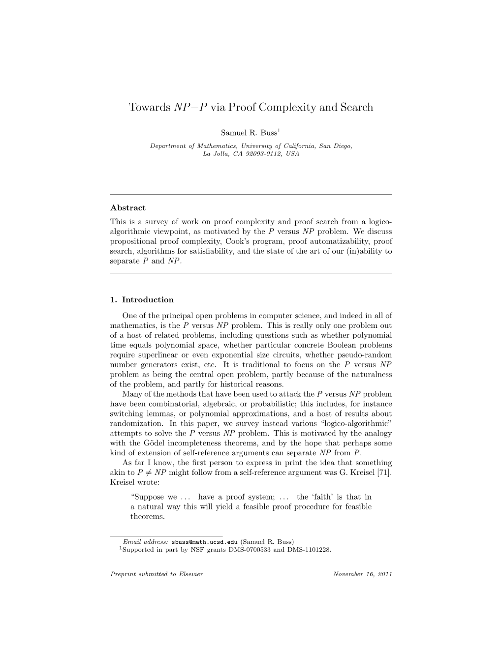 Towards NP−P Via Proof Complexity and Search