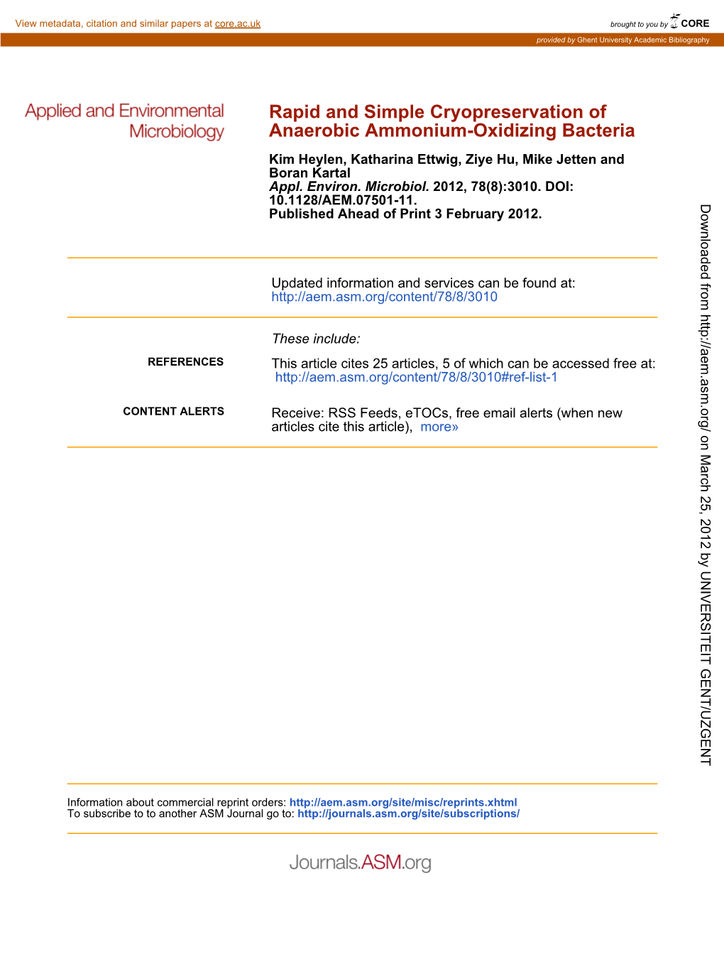 Anaerobic Ammonium-Oxidizing Bacteria Rapid and Simple