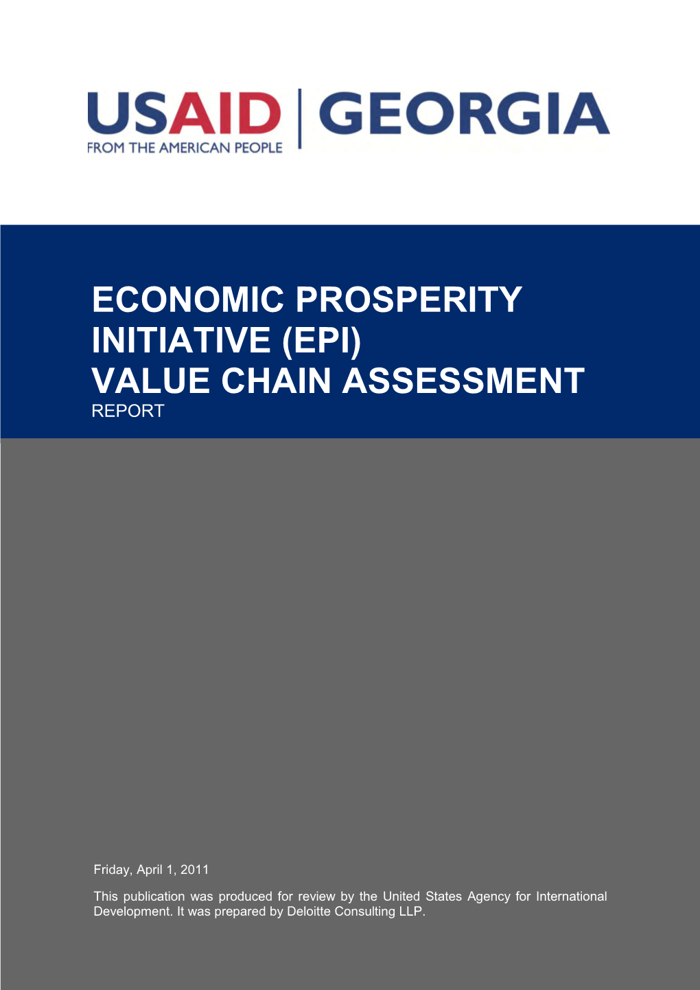 Economic Prosperity Initiative (Epi) Value Chain Assessment Report