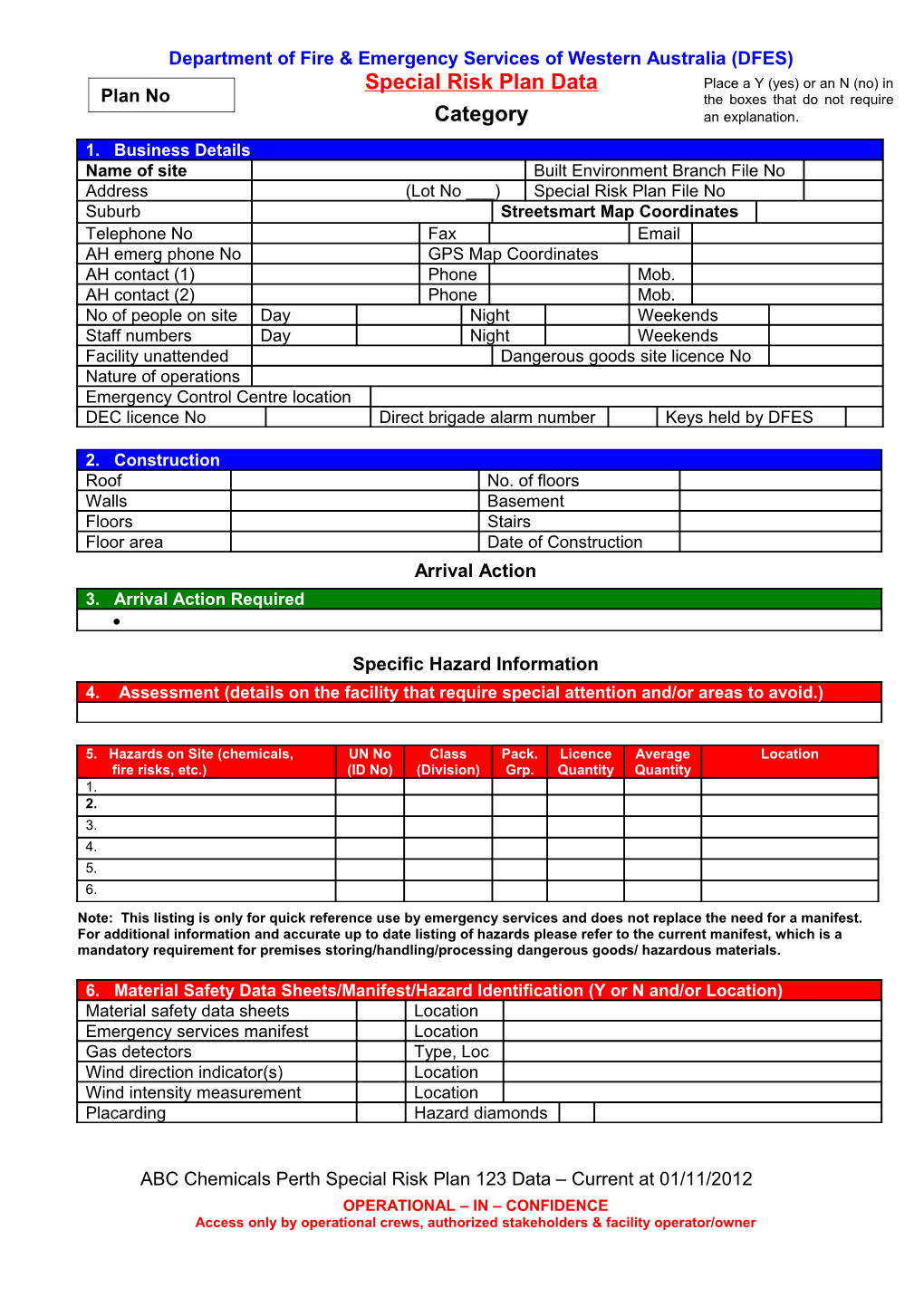 ABC Special Risk Plan Data Template 01112012