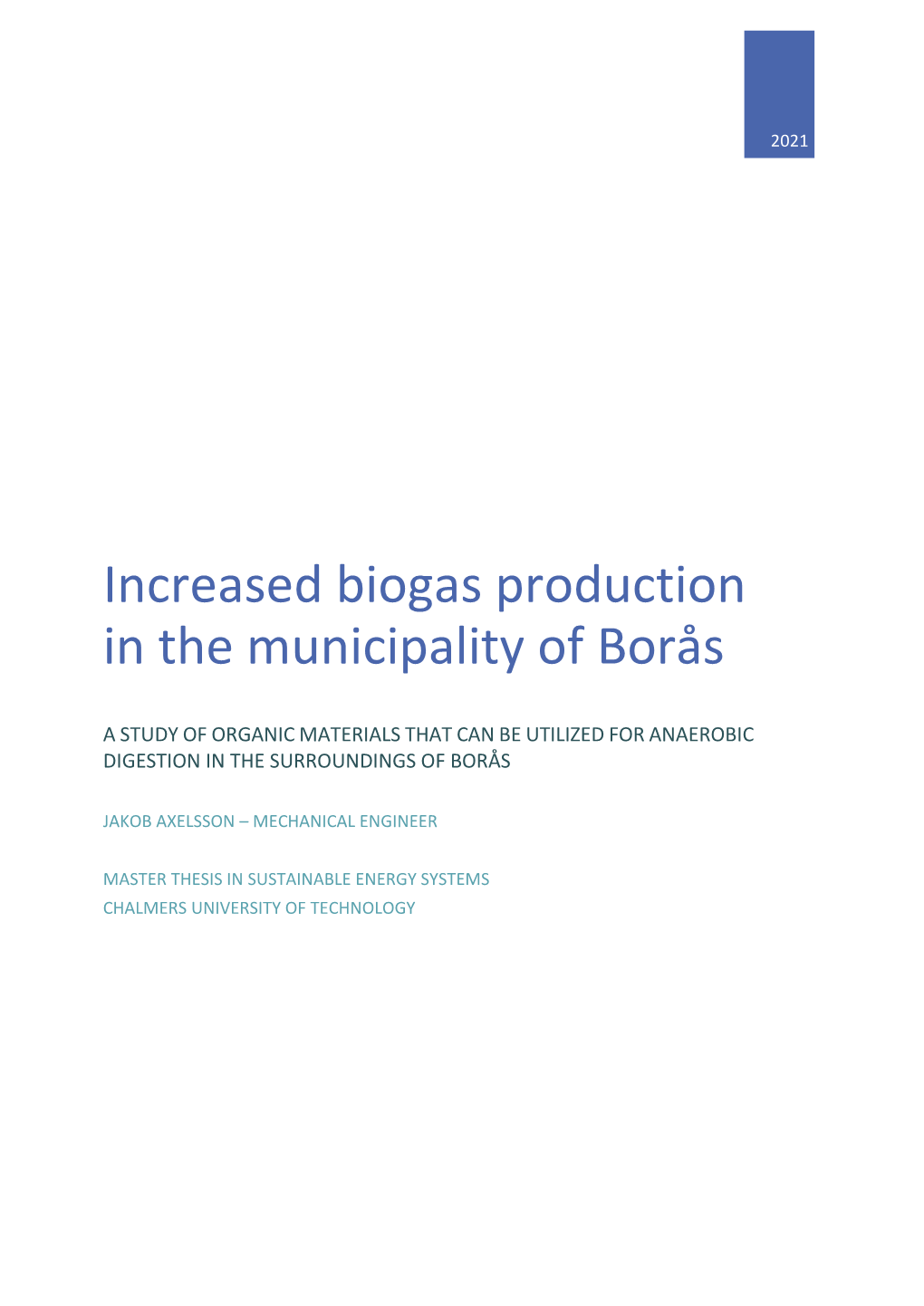 Increased Biogas Production in the Municipality of Borås