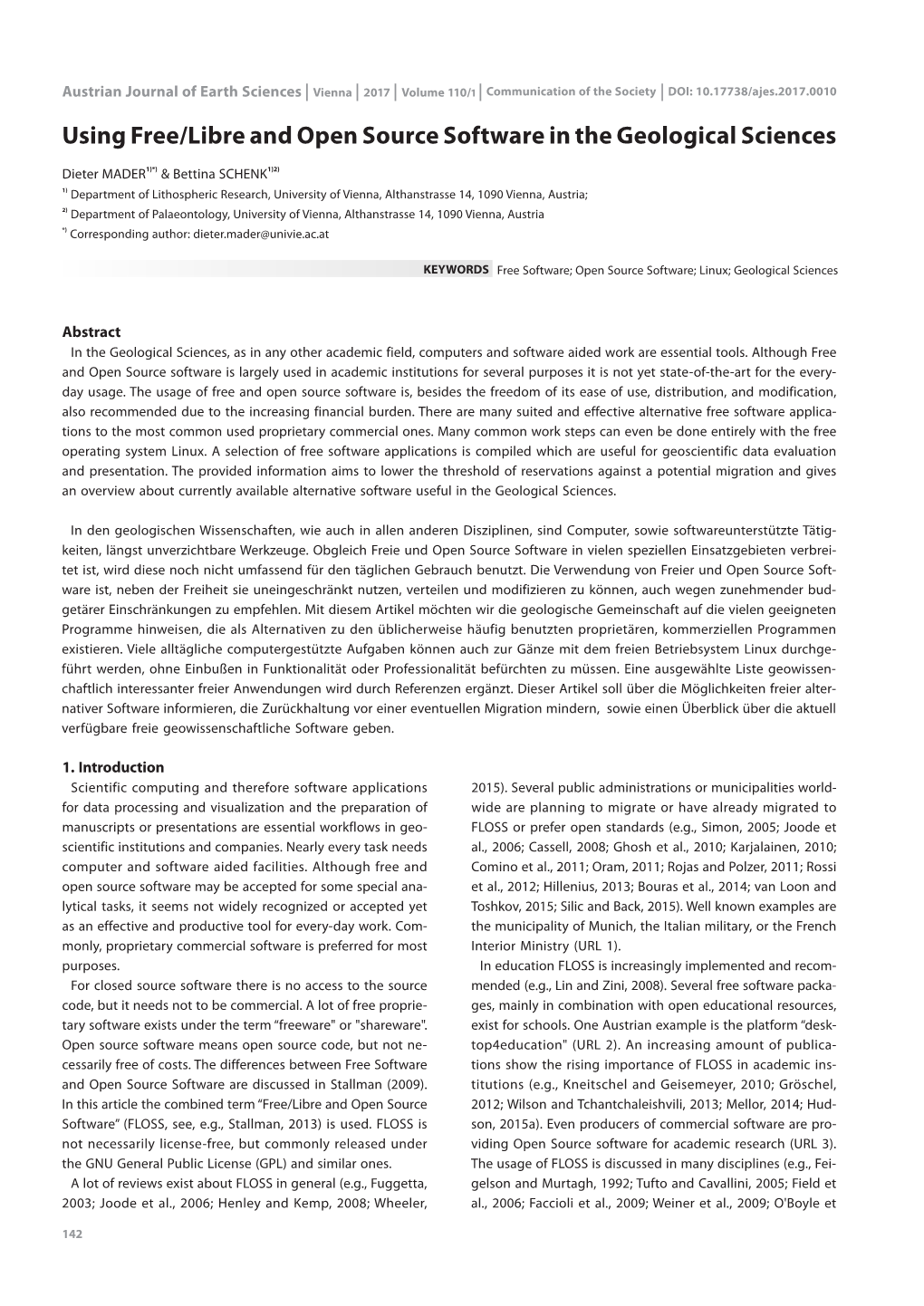 Using Free/Libre and Open Source Software in the Geological Sciences