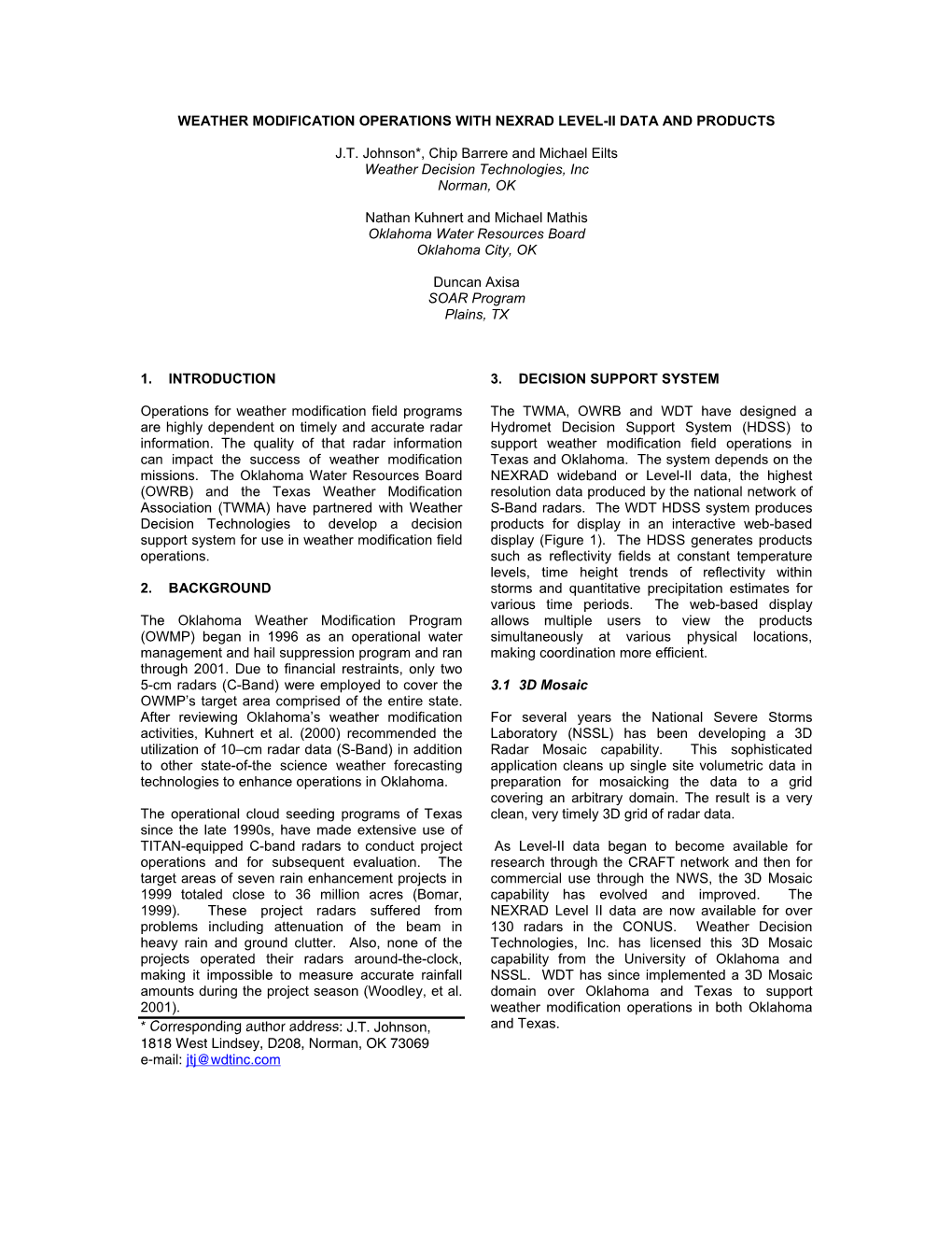 Weather Modification Operations with Nexrad Level-Ii Data and Products