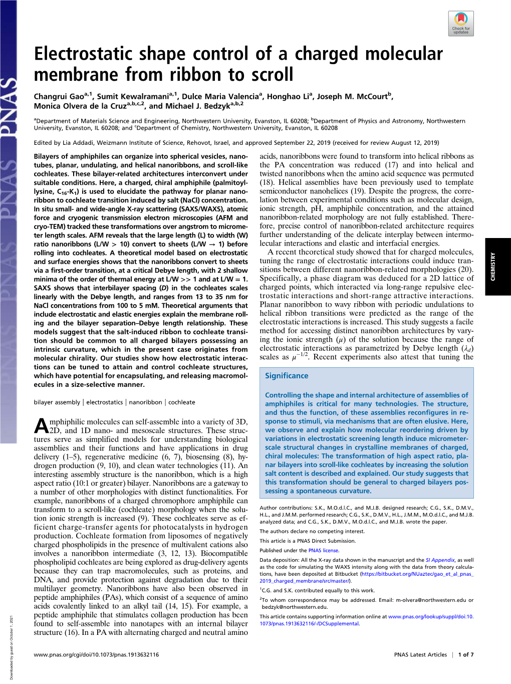 Electrostatic Shape Control of a Charged Molecular Membrane from Ribbon to Scroll