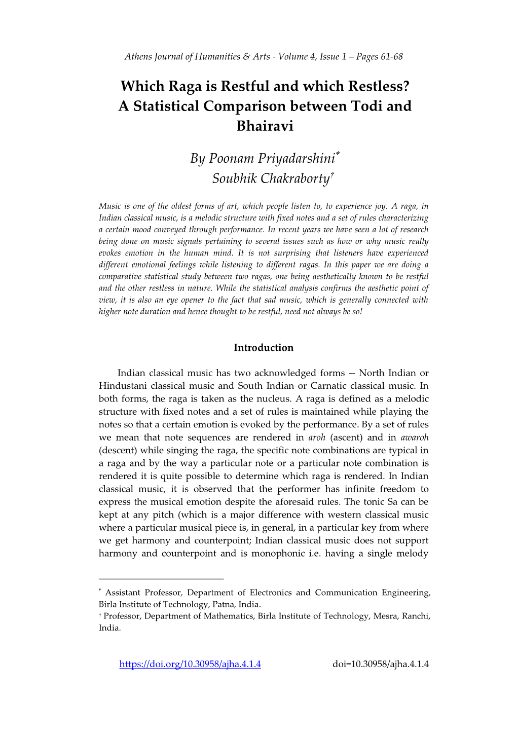 Which Raga Is Restful and Which Restless? a Statistical Comparison Between Todi and Bhairavi