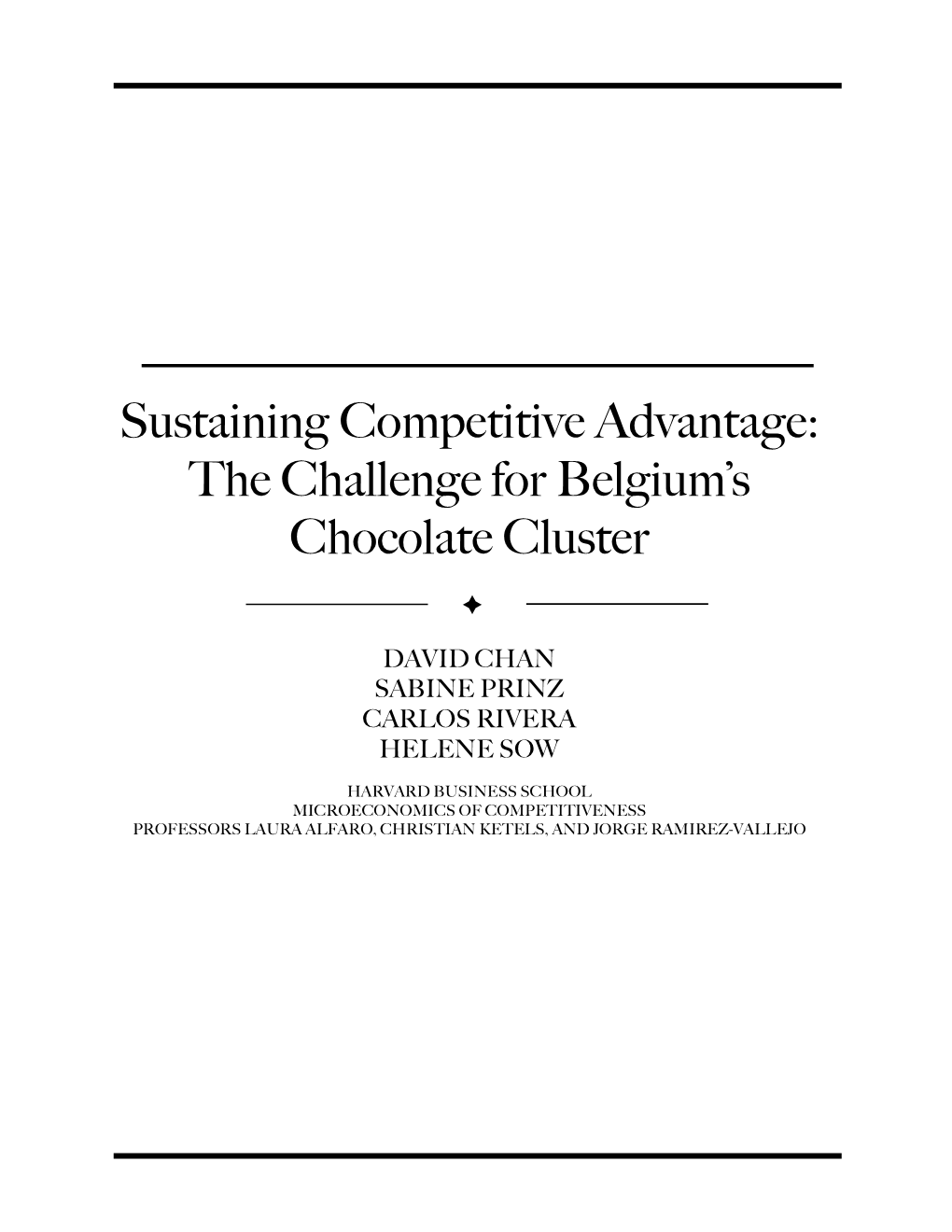 The Challenge for Belgium's Chocolate Cluster