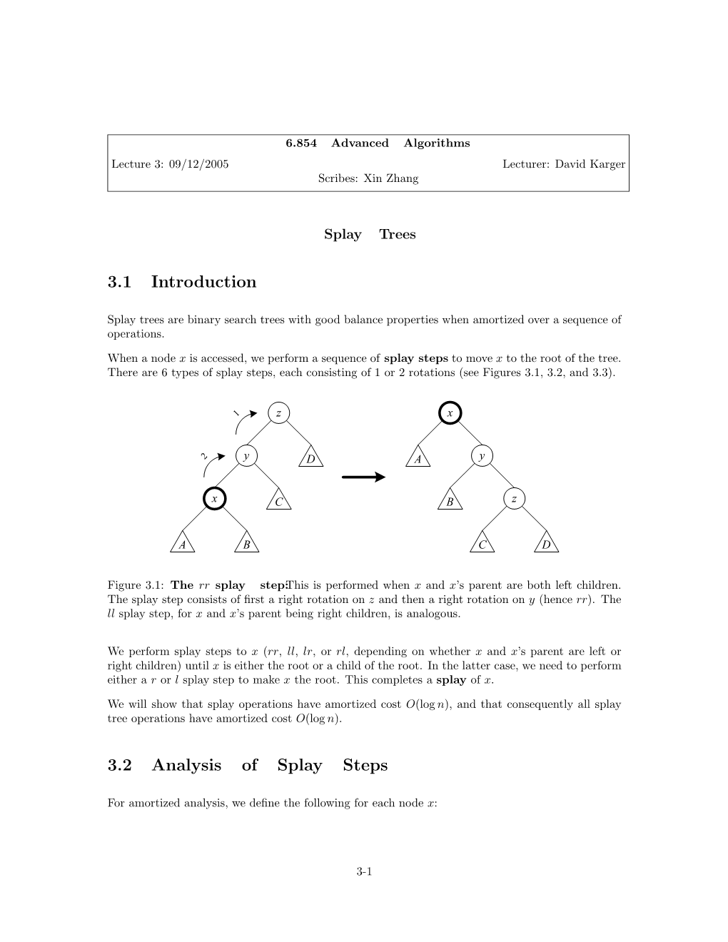 3.1 Introduction 3.2 Analysis of Splay Steps