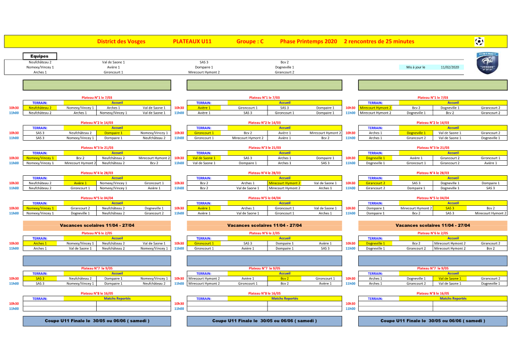 Plateaux U11 Printemps Version Finale 11.02