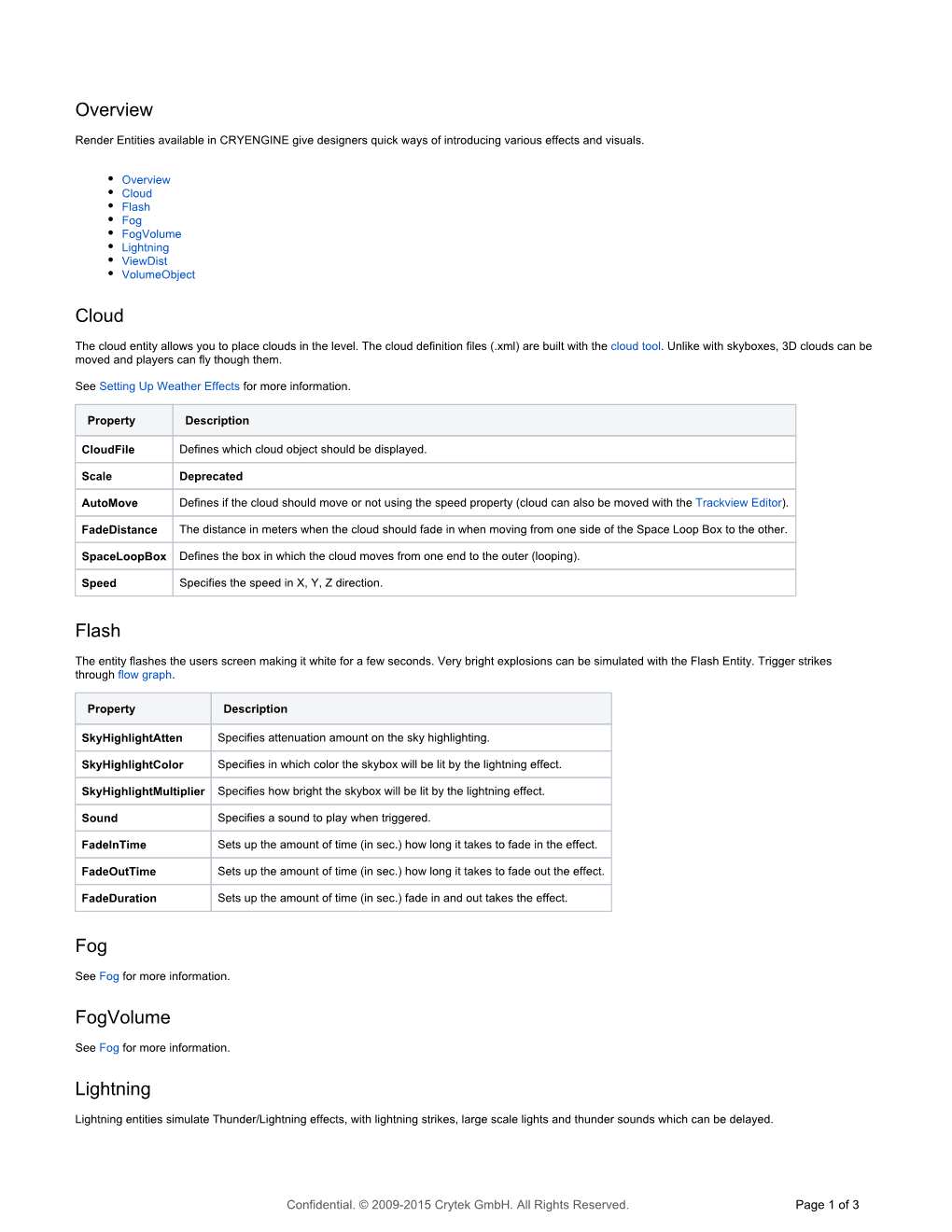 Overview Cloud Flash Fog Fogvolume Lightning Viewdist Volumeobject