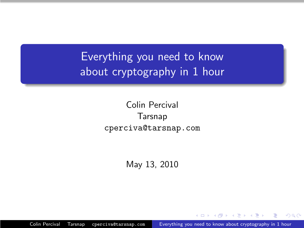 Everything You Need to Know About Cryptography in 1 Hour