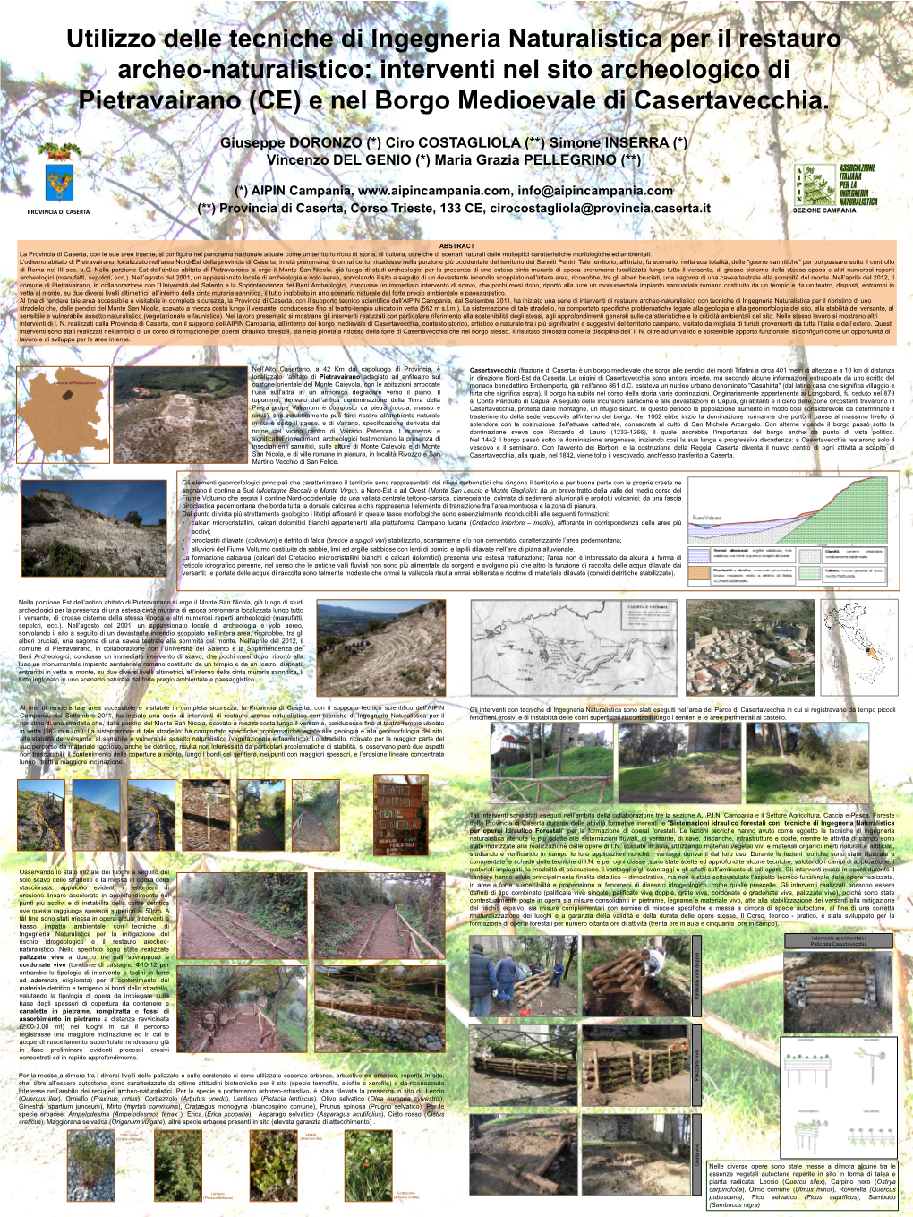 Interventi Nel Sito Archeologico Di Pietravairano (CE) E Nel Borgo Medioevale Di Casertavecchia