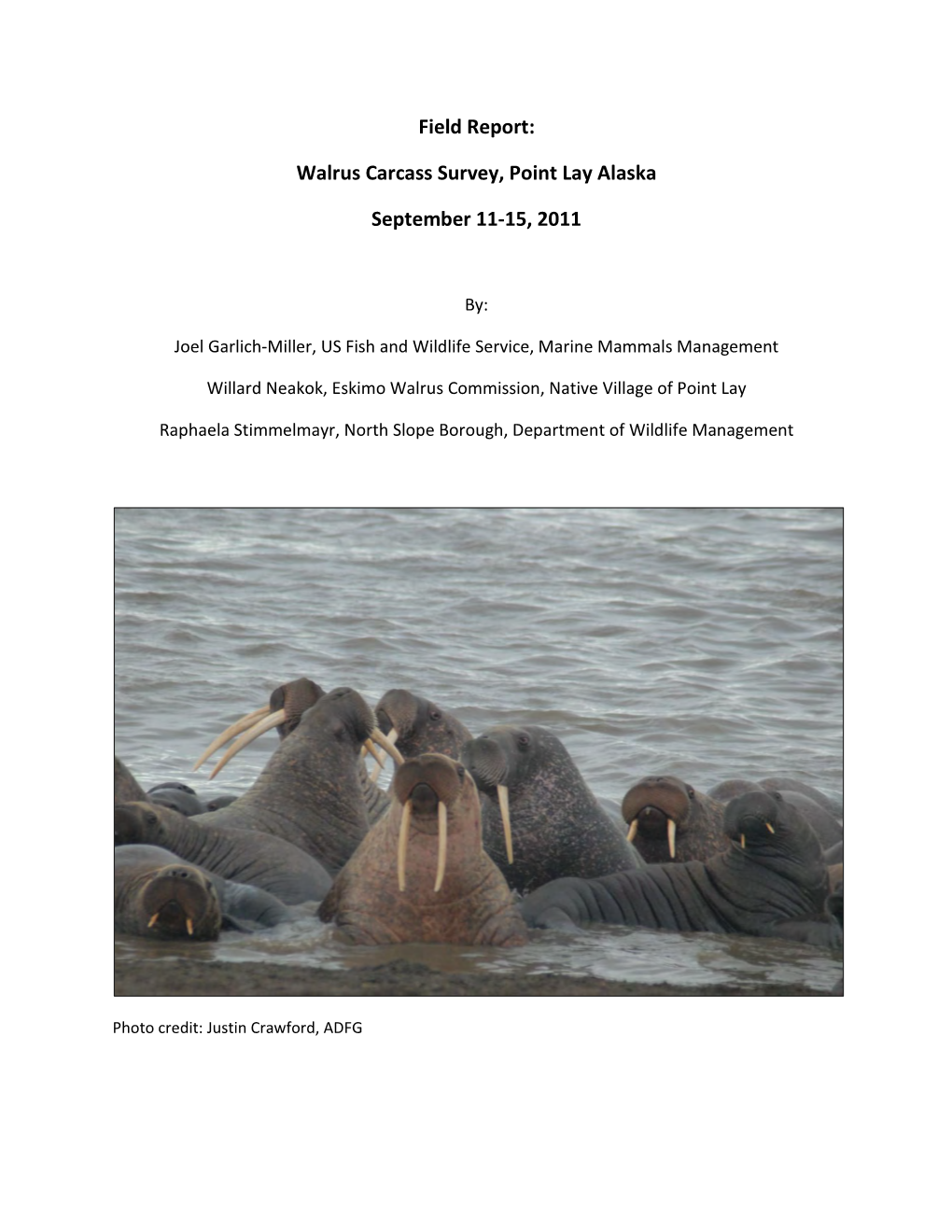 Field Report: Walrus Carcass Survey, Point Lay Alaska September 11-15