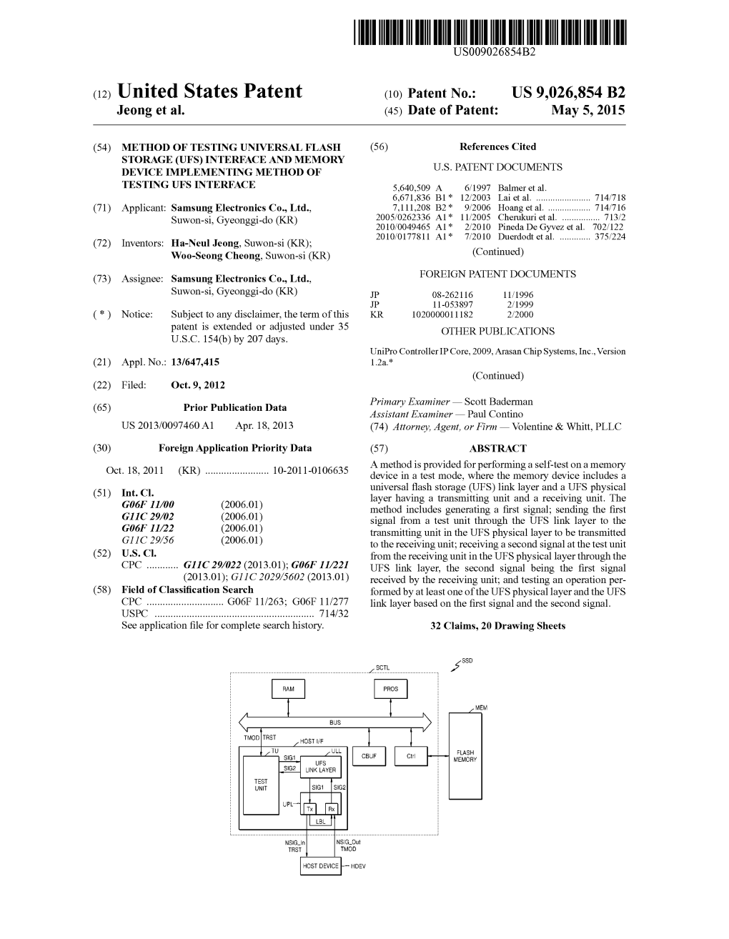(12) United States Patent (10) Patent No.: US 9,026,854 B2 Jeong Et Al