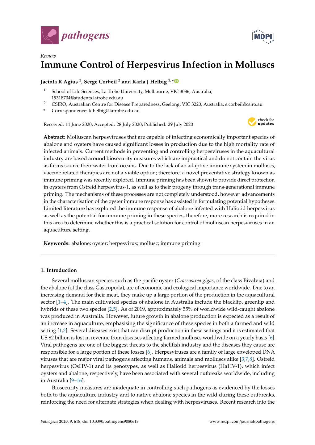 Immune Control of Herpesvirus Infection in Molluscs