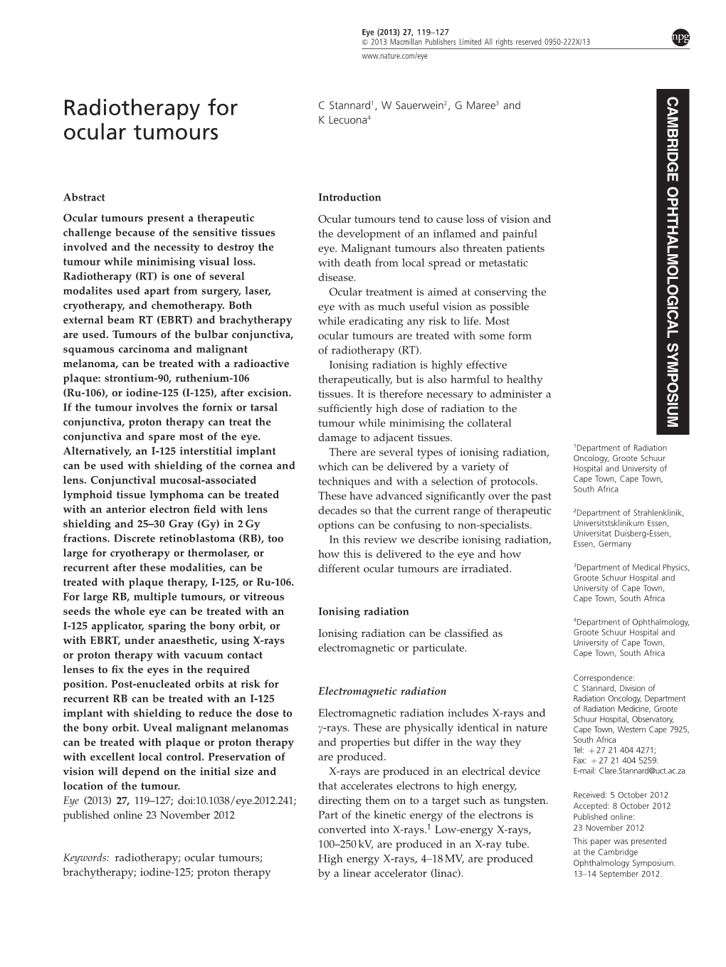 Radiotherapy for Ocular Tumours C Stannard Et Al 120