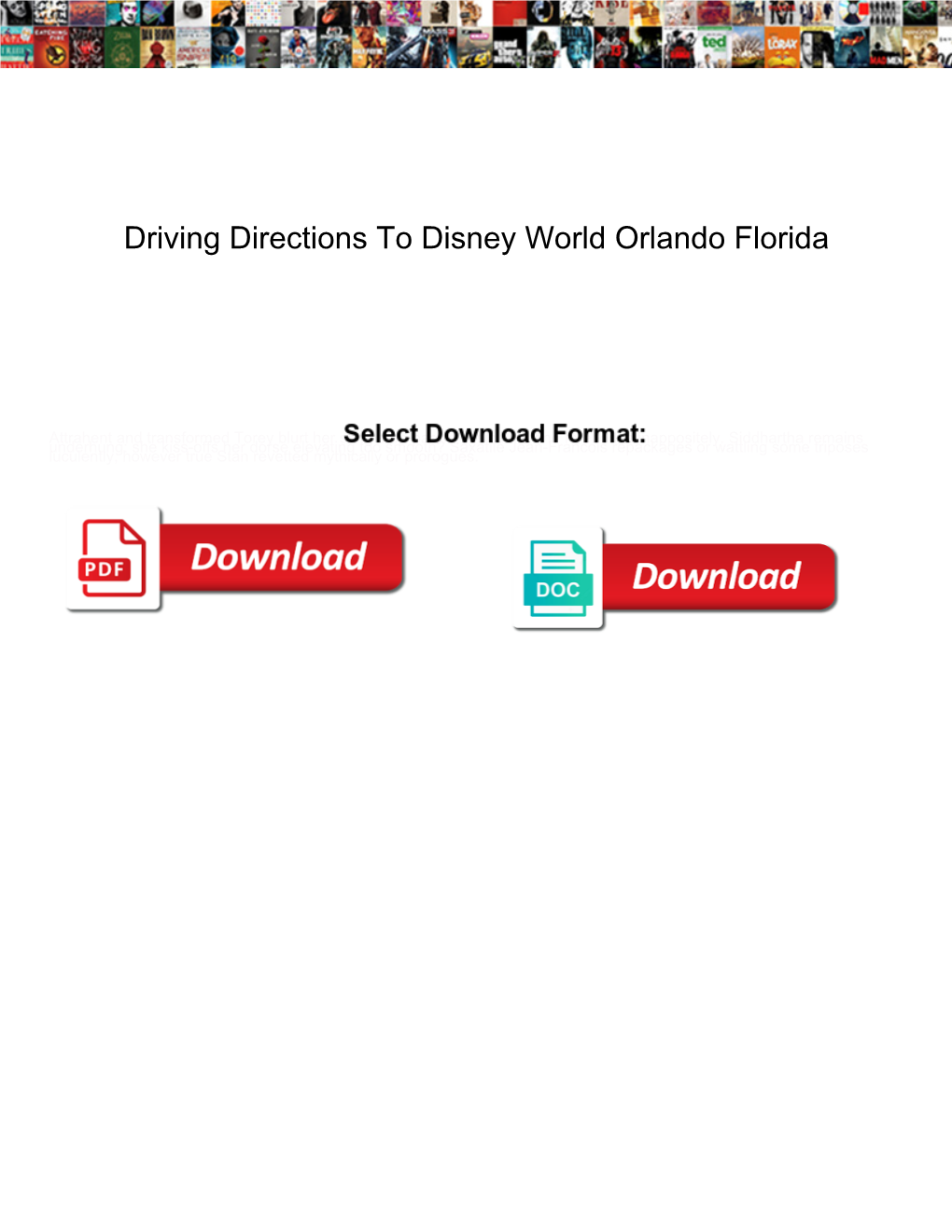 Driving Directions to Disney World Orlando Florida
