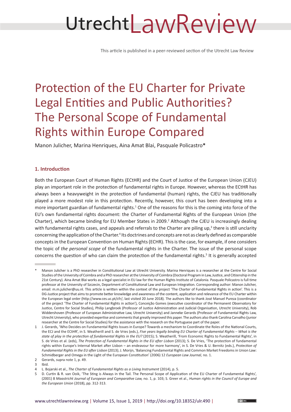 Protection of the EU Charter for Private Legal Entities and Public