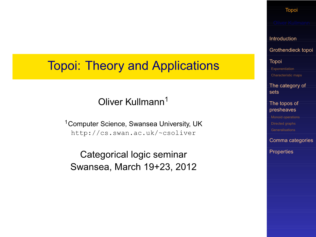 Topoi: Theory and Applications Exponentiation Characteristic Maps